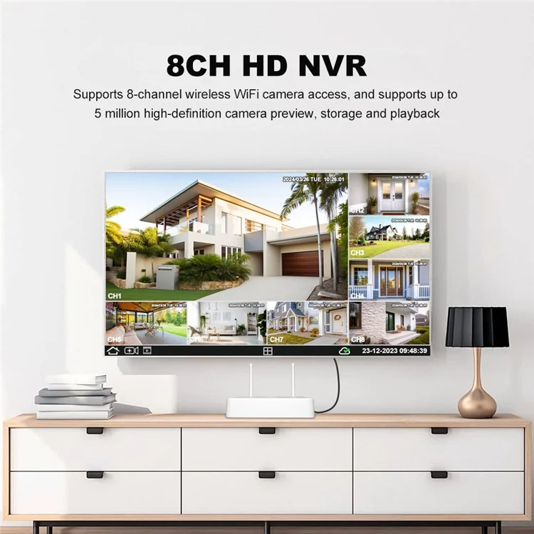 Srihome Nvs011 + Ipc059 2MP Audio Twowat Wifi Ccatv Camerie 8CH NVR Vidéo - Plug