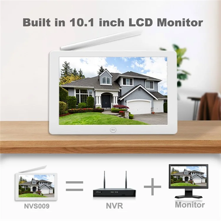 SRIHOME NVS009+IPC037 Écran LCD 10,1 pouces 5MP HD 8 canaux Surveillance WiFi CCTV Caméra Kit NVR - Prise US