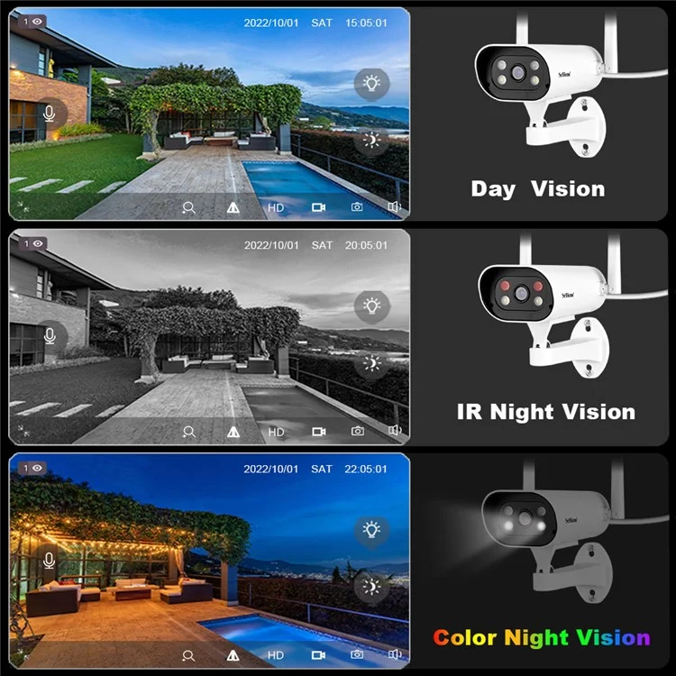 SRIHOME NVS009+IPC037 Écran LCD 10,1 pouces 5MP HD 8 canaux Surveillance WiFi CCTV Caméra Kit NVR - Prise US