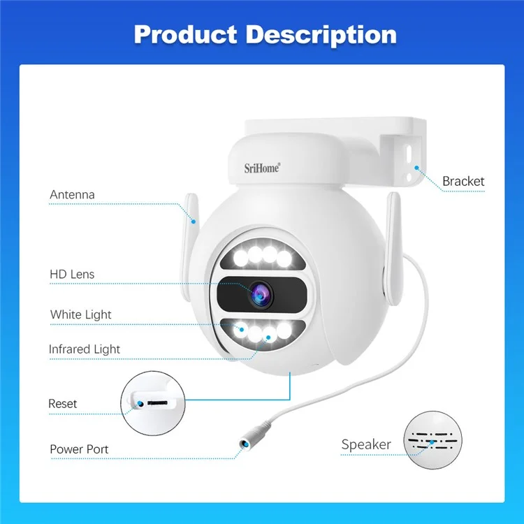 Srihome Nvs001e + Ipc047 IP66 Applicare Empherpor 5MP 8CH HD WiFi Camera NVR - Plug