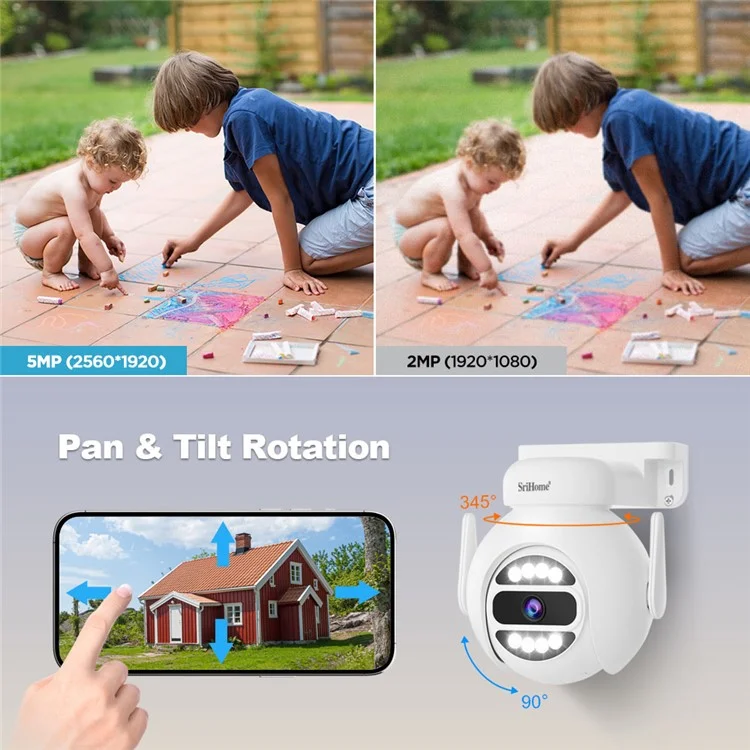 Srihome Nvs001e + Ipc047 IP66 Applicare Empherpor 5MP 8CH HD WiFi Camera NVR - Plug