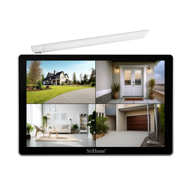 Srihome Nvs010 + Ipc047 10,1 Pouces Écran LCD IP66 IP66 Ipaphor 8CH Wifi NVR 5MP HD CCTV Kit de Caméra - Plug
