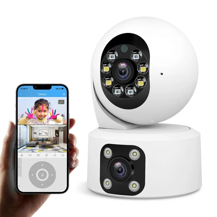 SRIHOME SH049 2MP+2MP Dual Lens Camera Two Way Audio Full Color Night Vision WiFi CCTV Camera - EU Plug