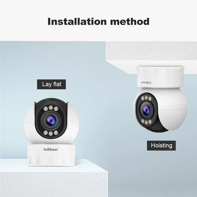 SRIHOME SH046 4MP 5X Optical Zoom PTZ Camera 2.4G / 5G WiFi H.265 Video Surveillance Camera - US Plug