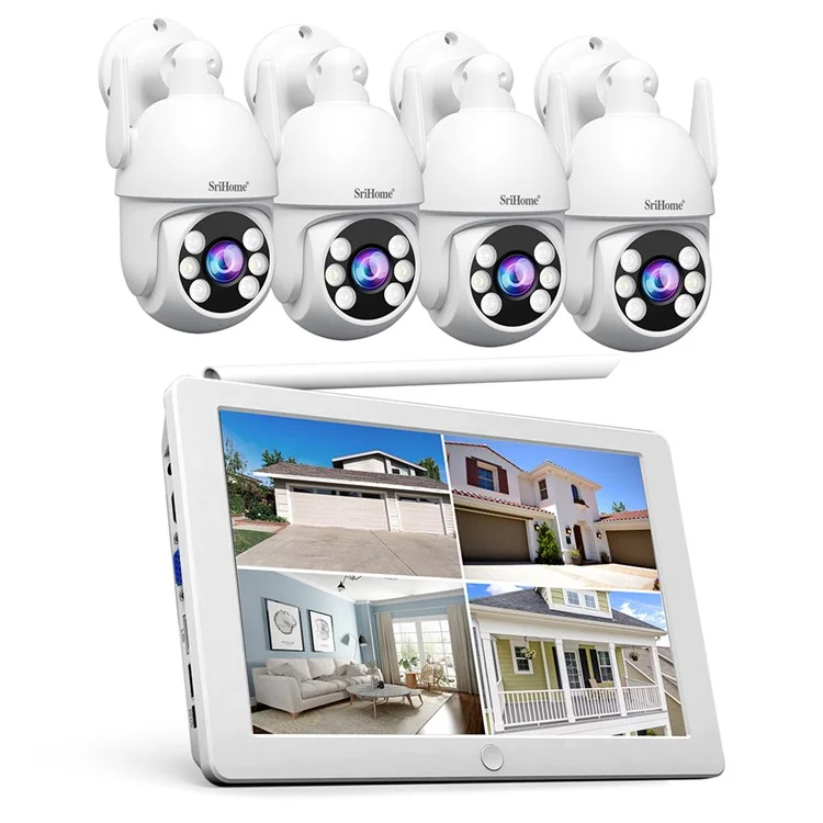Srihome Nvs009+ipc059 10,1 Polegadas Tela LCD 5MP HD 8CH Detecção de Movimento wi -fi Cean Cear - Plugue Nos Eua