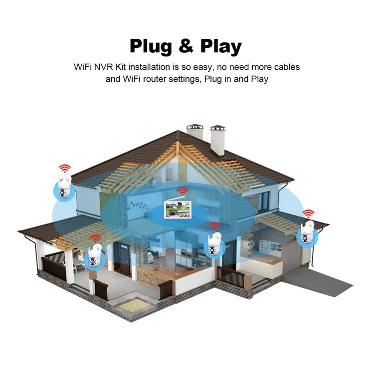 Srihome Nvs009+ipc059 10,1 Polegadas Tela LCD 5MP HD 8CH Detecção de Movimento wi -fi Cean Cear - Plugue Nos Eua