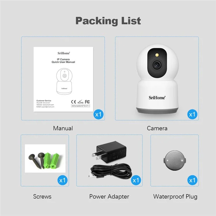 SRIHOME SH038 2.4G / 5G Dual Band 5.0MP 2-Way Audio WiFi IP Camera Night Vision Baby Monitor - US Plug