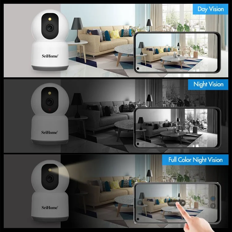 SRIHOME SH038 2.4G / 5G Dual Band 5.0MP 2-Way Audio WiFi IP Camera Night Vision Baby Monitor - US Plug