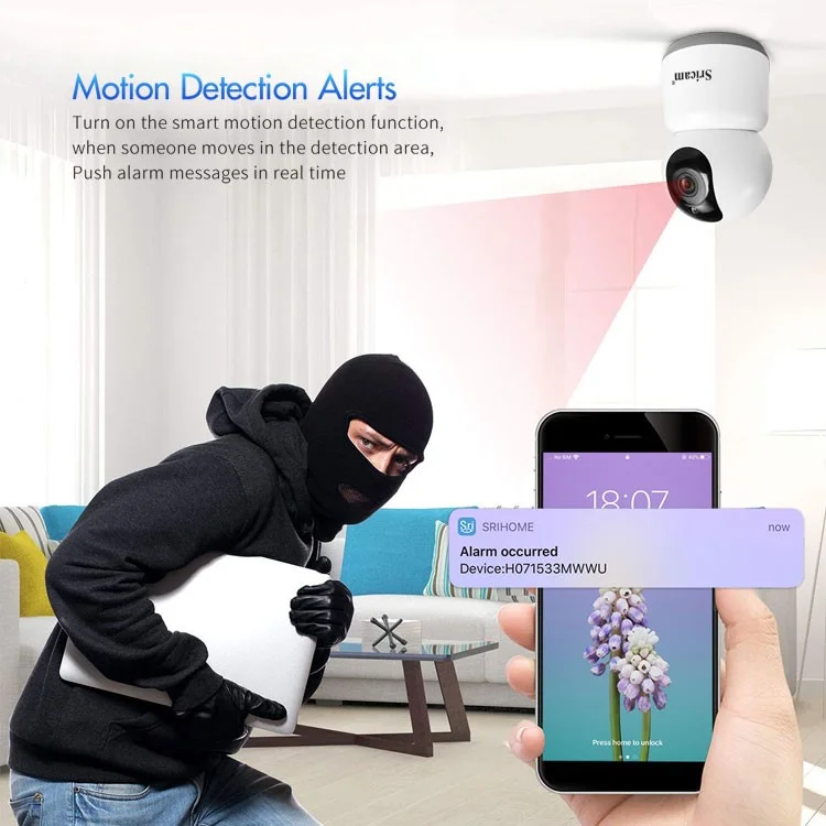 SRIHOME SH038 2.4G / 5G Dual Band 5.0MP 2-Way Audio WiFi IP Camera Night Vision Baby Monitor - US Plug