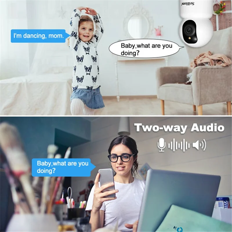 SRIHOME SH038 2.4G / 5G Dual Band 5.0MP 2-Way Audio WiFi IP Camera Night Vision Baby Monitor - US Plug