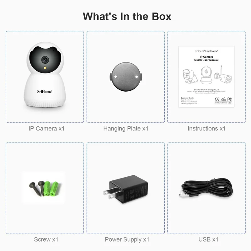 SRIHOME SH036 3,0 MP WiFi IP-kamera Trådløs smart home-sikkerhed Nattevision Babyovervågning - EU-stik