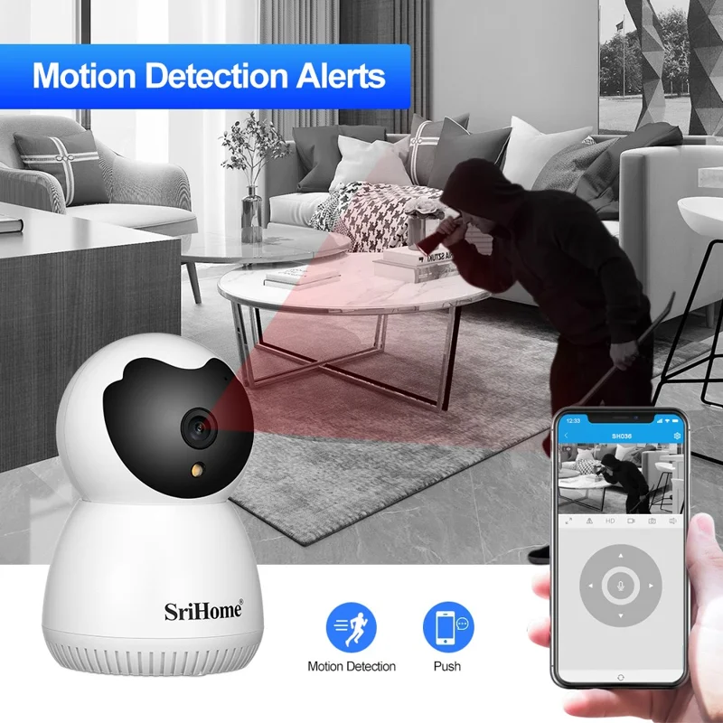 SRIHOME SH036 3,0 MP WiFi IP-kamera Trådløs smart home-sikkerhed Nattevision Babyovervågning - EU-stik