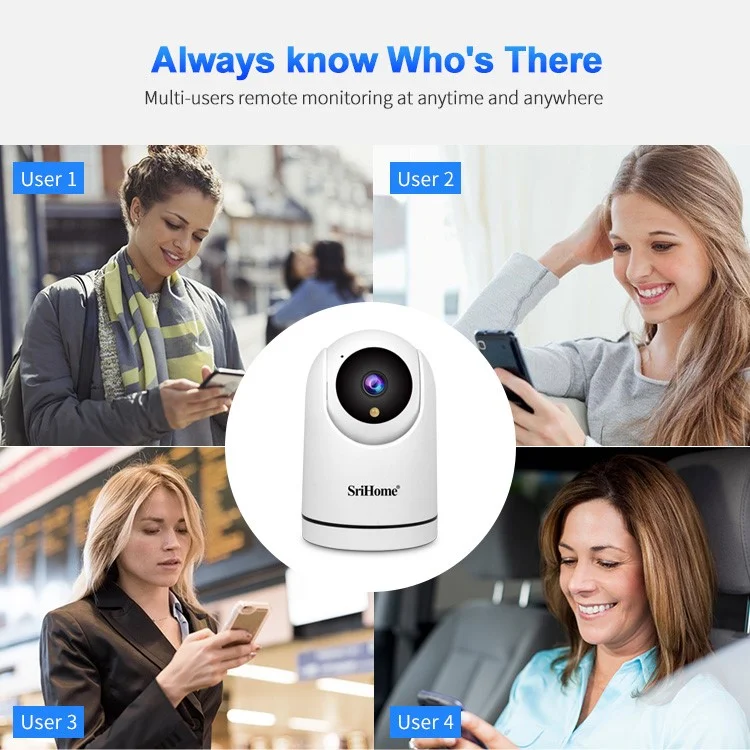 Srihome Sh042 de Duas Maneiras PTZ Câmera IP IP Monitor de Bebê Detecção de Movimento 2MP Câmera wi -fi - Plugue Nos Eua