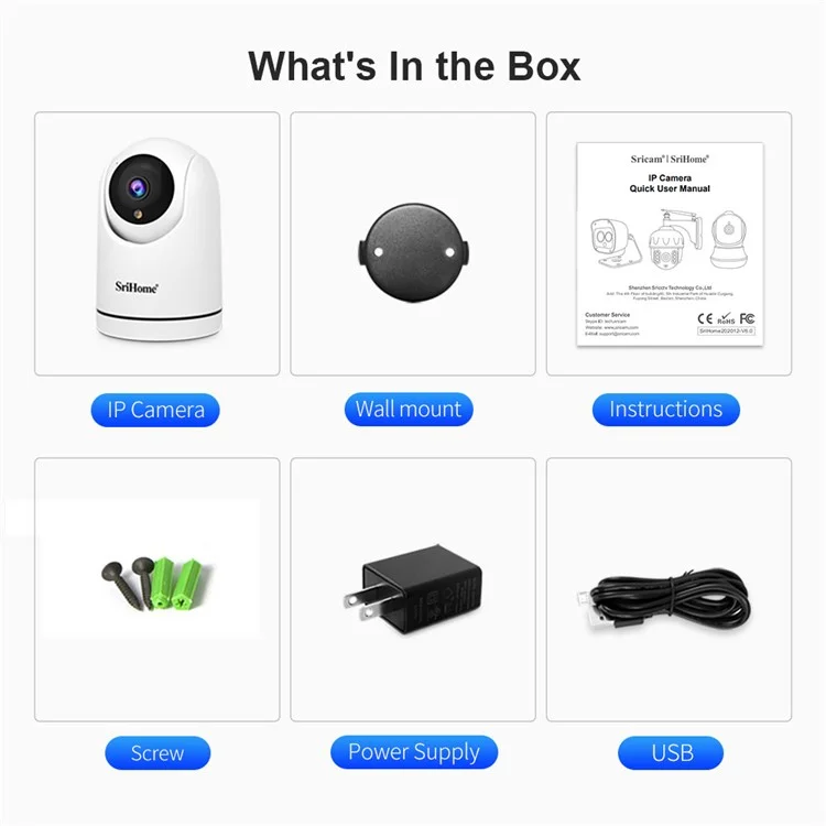 Srihome Sh042 de Duas Maneiras PTZ Câmera IP IP Monitor de Bebê Detecção de Movimento 2MP Câmera wi -fi - Plugue Nos Eua