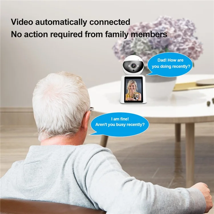 SRIHOME SH053 2.8 Inch IPS Screen PTZ Dome Camera AI Humanoid Detection Home Security Baby Monitor - US Plug