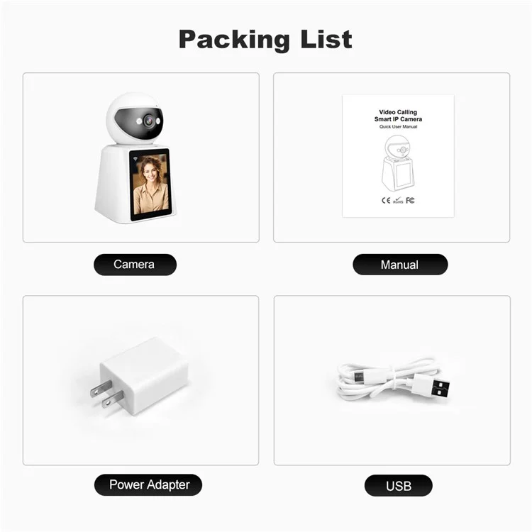 SRIHOME SH053 2.8 Inch IPS Screen PTZ Dome Camera AI Humanoid Detection Home Security Baby Monitor - US Plug