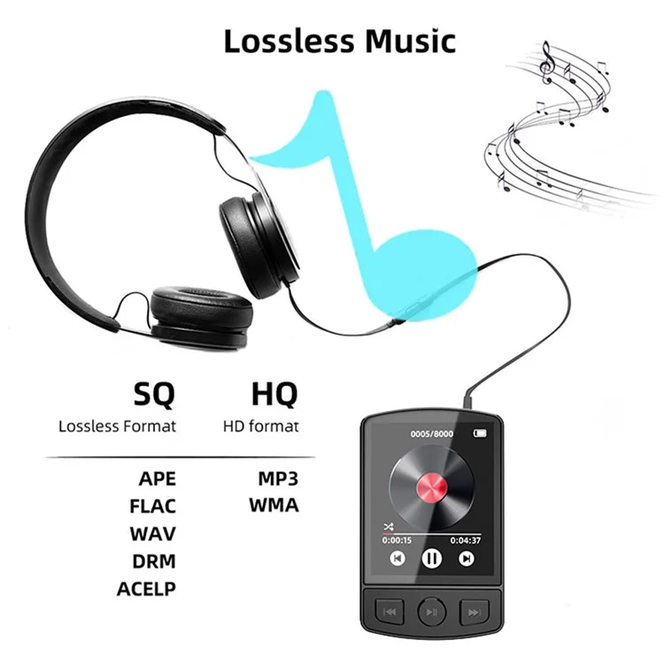 MP3-07 16GB Portable Bluetooth-compatible MP3 Music Video Player Voice Recording FM Radio MP4 Player