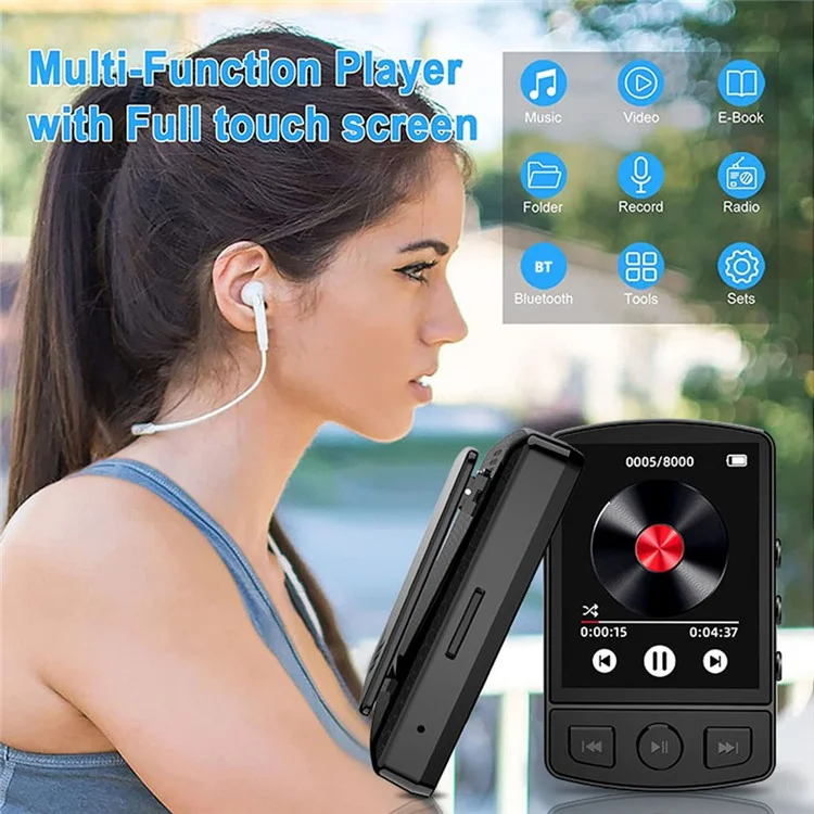 MP3-07 16GB Portable Bluetooth-compatible MP3 Music Video Player Voice Recording FM Radio MP4 Player