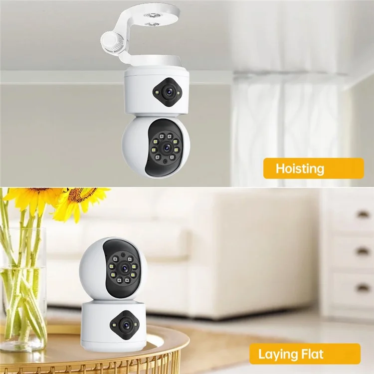 Dual Lens Night Vision HD Camera Home Security Phone Remote Monitoring WiFi Camera (No Memory Card) - US Plug