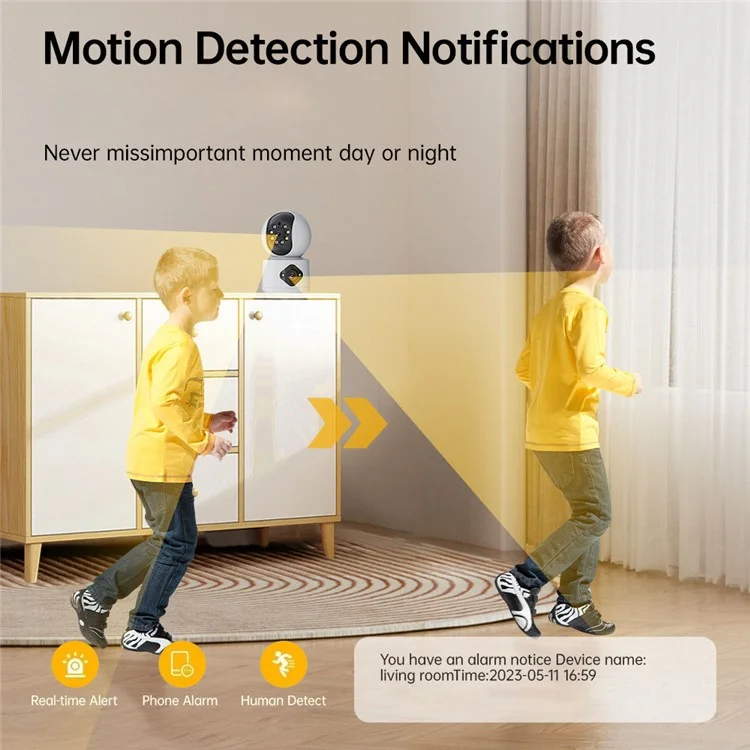 Dual Lens Night Vision HD Camera Home Security Phone Remote Monitoring WiFi Camera (No Memory Card) - US Plug