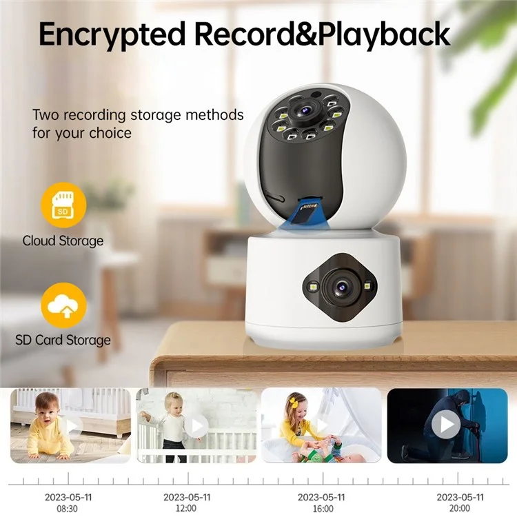 Dual Lens Night Vision HD Camera Home Security Phone Remote Monitoring WiFi Camera (No Memory Card) - US Plug