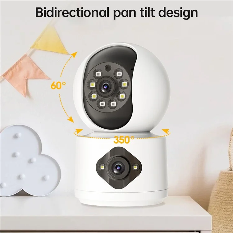 Dual Lens Night Vision HD Camera Home Security Phone Remote Monitoring WiFi Camera (No Memory Card) - US Plug