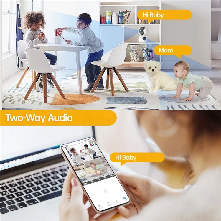 Dual Lens Night Vision HD Camera Home Security Phone Remote Monitoring WiFi Camera (No Memory Card) - US Plug