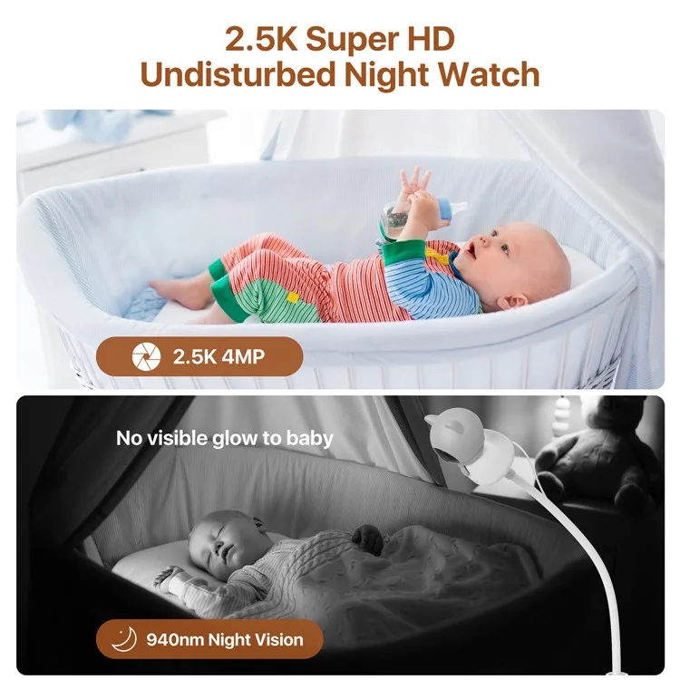 ZOSI C516 WiFi Baby Monitoring Camera 2 Way Voice Night Vision Rotatable HD 4MP Camera with 64G TF Card