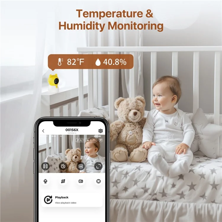 ZOSI C516 Night Vision Wifi Baby Monitoring Camera 2 Way Voice Rotatable 4MP HD Camera, No TF Card