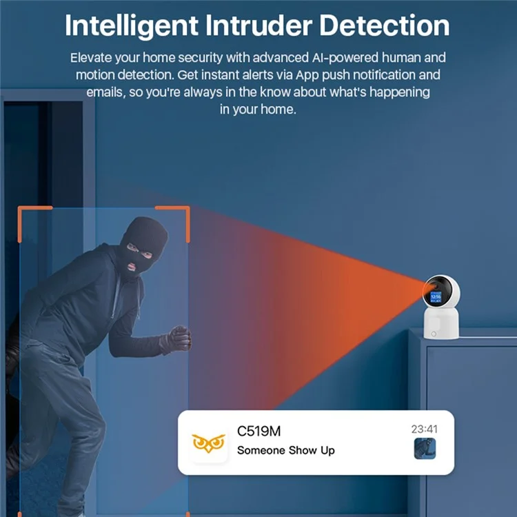 Camera HD da 4MP ZOSI C519M, rilevamento del movimento AI, videocitofono interno antifurto WiFi, scheda TF da 128G
