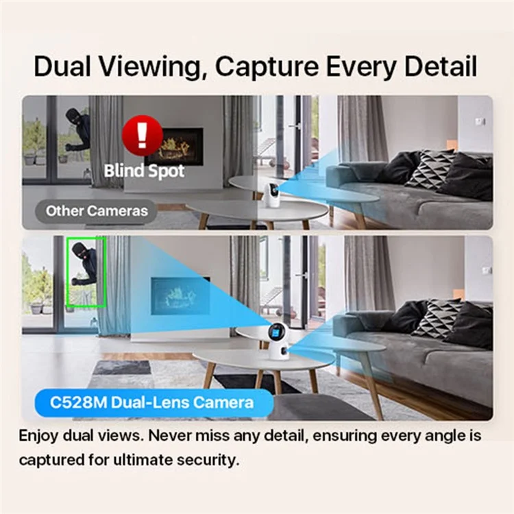 C528M 3MP Dual Lens HD Video Intercom Camera Auto-Track Anti-Theft Indoor WiFi Camera, No TF Card