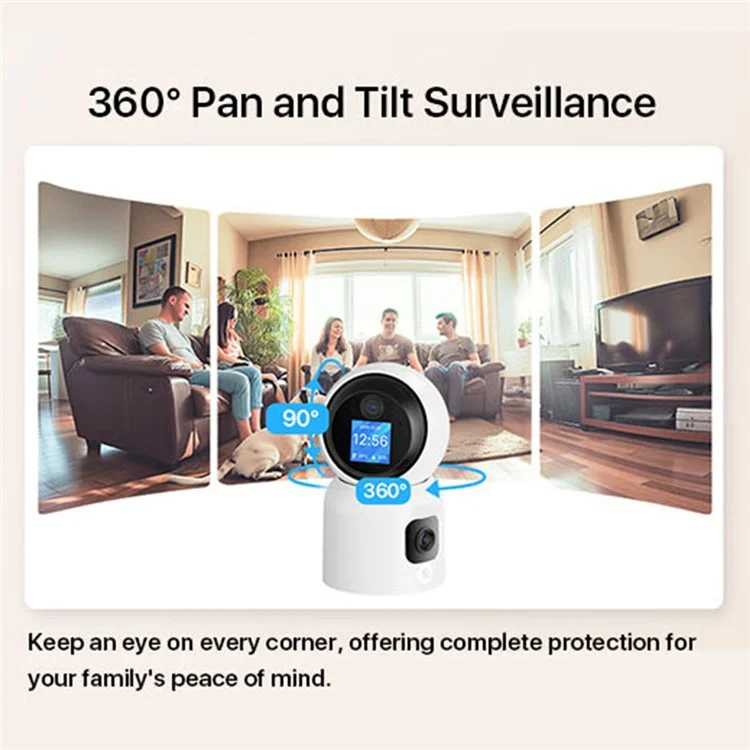 C528M 3MP Dual Lens HD Video Intercom Camera Auto-Track Anti-Theft Indoor WiFi Camera, No TF Card