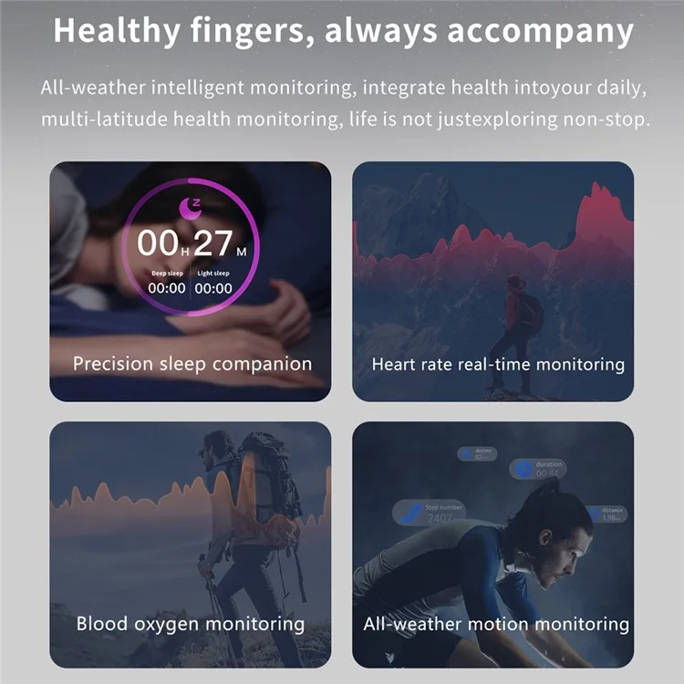 SR05 Ultra-Thin Waterproof Multifunction Bluetooth-compatible Health Monitoring Smart Ring, No Charging Case - Matte Black / Size 7