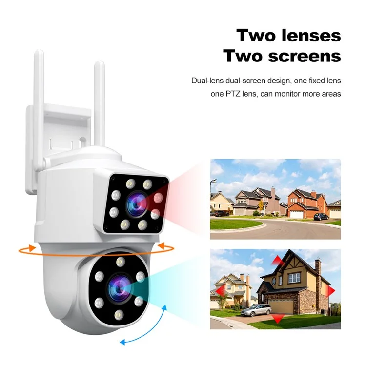 SRIHOME SH063 2MP+2MP Dual Lens HD Camera Humanoid Tracking Two-Way Audio WiFi Security Camera - US Plug