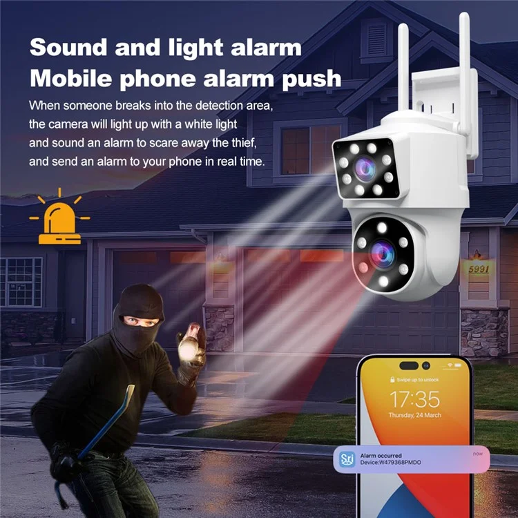 SRIHOME SH063 2MP+2MP Dual Lens HD Camera Humanoid Tracking Two-Way Audio WiFi Security Camera - US Plug