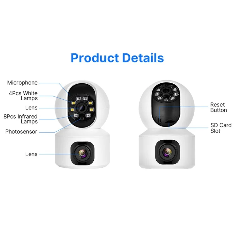 FH3C Dual Lens Wireless WiFi Monitoring Home Camera Panoramic Pet Monitor - US Plug