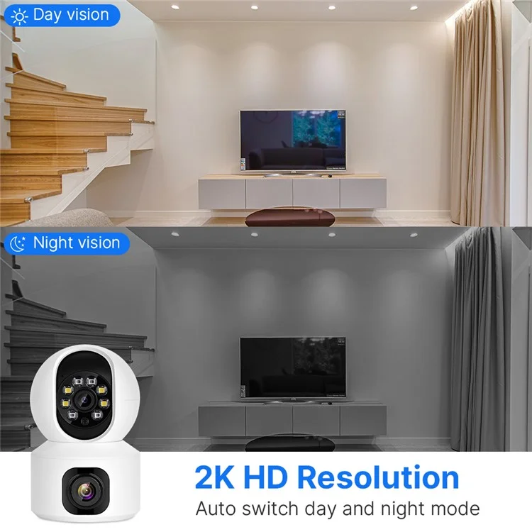 FH3C Dual Lens Wireless WiFi Monitoring Home Camera Panoramic Pet Monitor - US Plug