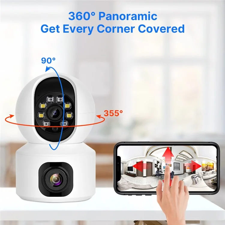 FH3C Dual Lens Wireless WiFi Monitoring Home Camera Panoramic Pet Monitor - US Plug