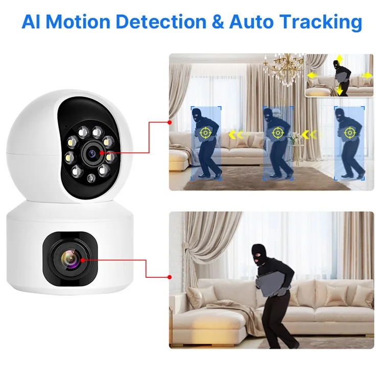 FH3C Dual Lens Wireless WiFi Monitoring Home Camera Panoramic Pet Monitor - US Plug