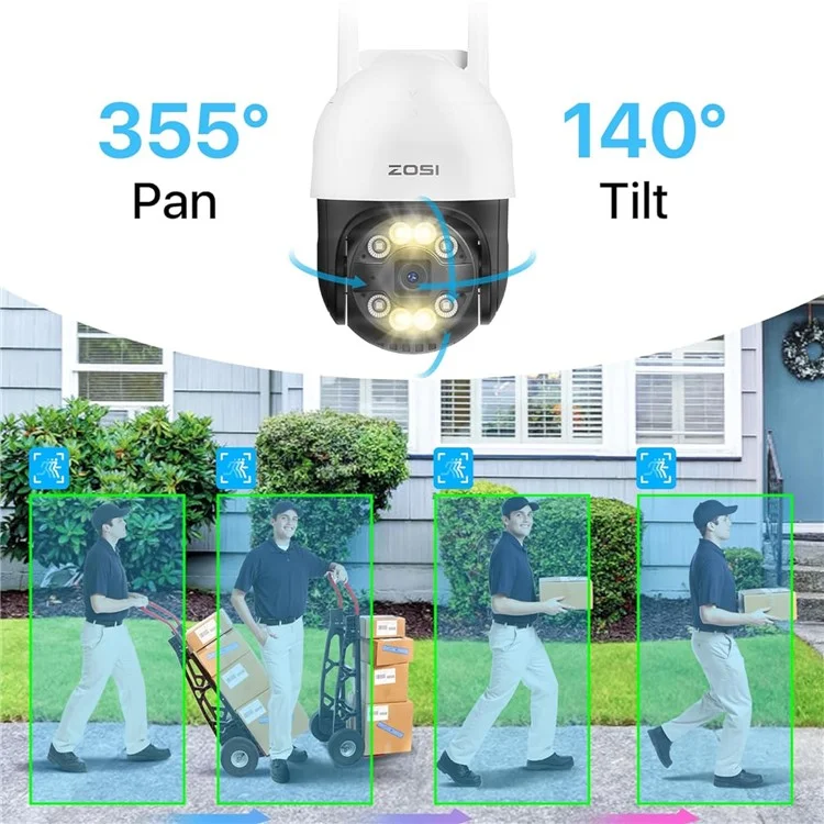 ZOSI C2893W 3MP HD Camera Humanoid Tracking Two-Way Talk APP Monitoring Outdoor Indoor Security Camera - US Plug