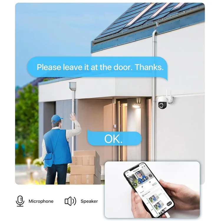 ZOSI C2893W 3MP HD Camera Humanoid Tracking Two-Way Talk APP Monitoring Outdoor Indoor Security Camera - US Plug