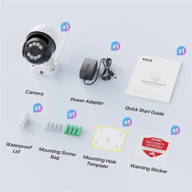 ZOSI C2893W 3MP HD Camera Humanoid Tracking Two-Way Talk APP Monitoring Outdoor Indoor Security Camera - US Plug