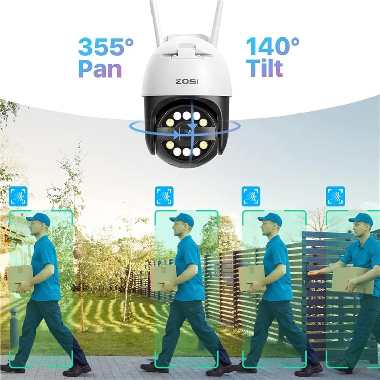 ZOSI C2965W 5MP HD Camera Humanoid Tracking Two-Way Talk APP Monitoring Outdoor Indoor Security Camera - US Plug