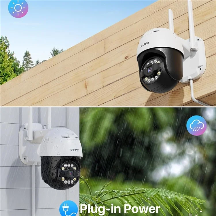 ZOSI C2965W 5MP HD Camera Humanoid Tracking Two-Way Talk APP Monitoring Outdoor Indoor Security Camera - US Plug