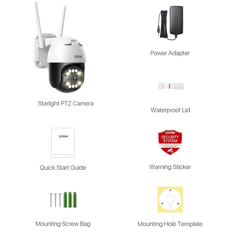 ZOSI C2965W 5MP HD Camera Humanoid Tracking Two-Way Talk APP Monitoring Outdoor Indoor Security Camera - US Plug