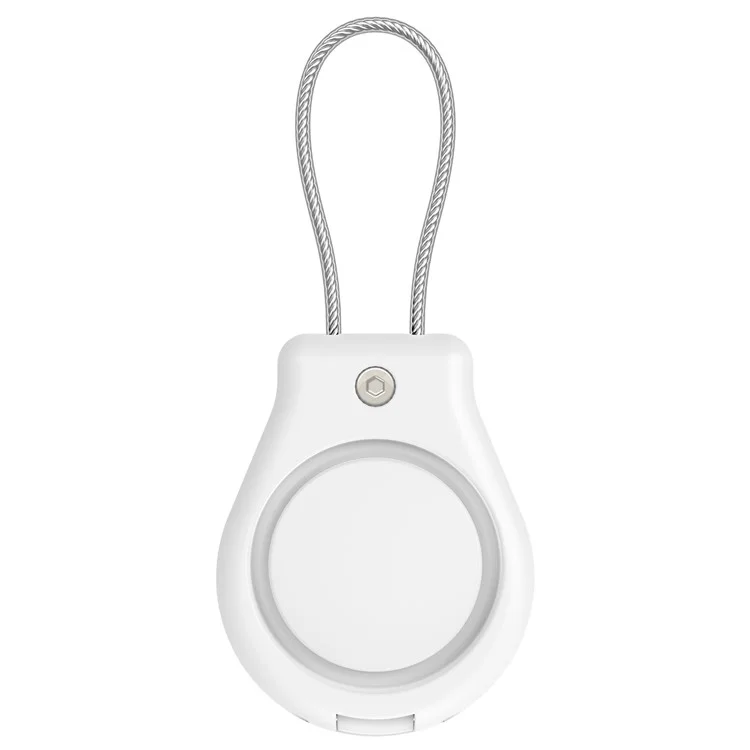 CP22 For Apple AirTag Case Bluetooth-compatible Locator Waterproof PC Protective Cover with Metal Strap - White