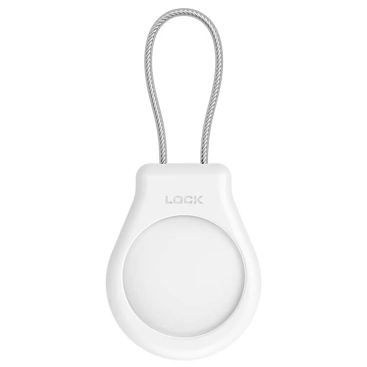 CP22 For Apple AirTag Case Bluetooth-compatible Locator Waterproof PC Protective Cover with Metal Strap - White