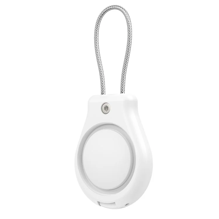 CP22 For Apple AirTag Case Bluetooth-compatible Locator Waterproof PC Protective Cover with Metal Strap - White