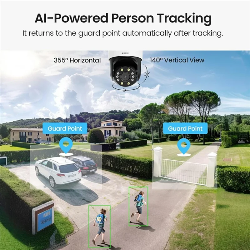 ZOSI C298SE 6MP Dual Lens HD WiFi Camera Humanoid Tracking Two-Way Audio Security Camera - EU Plug