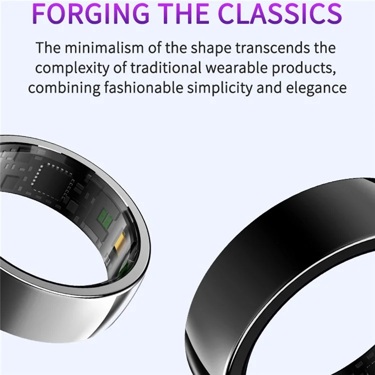 PX01 Bluetooth Sleep Health Monitoramento de Saúde Smart Ring Multifunction Tow Ring Com Base de Carregamento - Prata / Tamanho 7